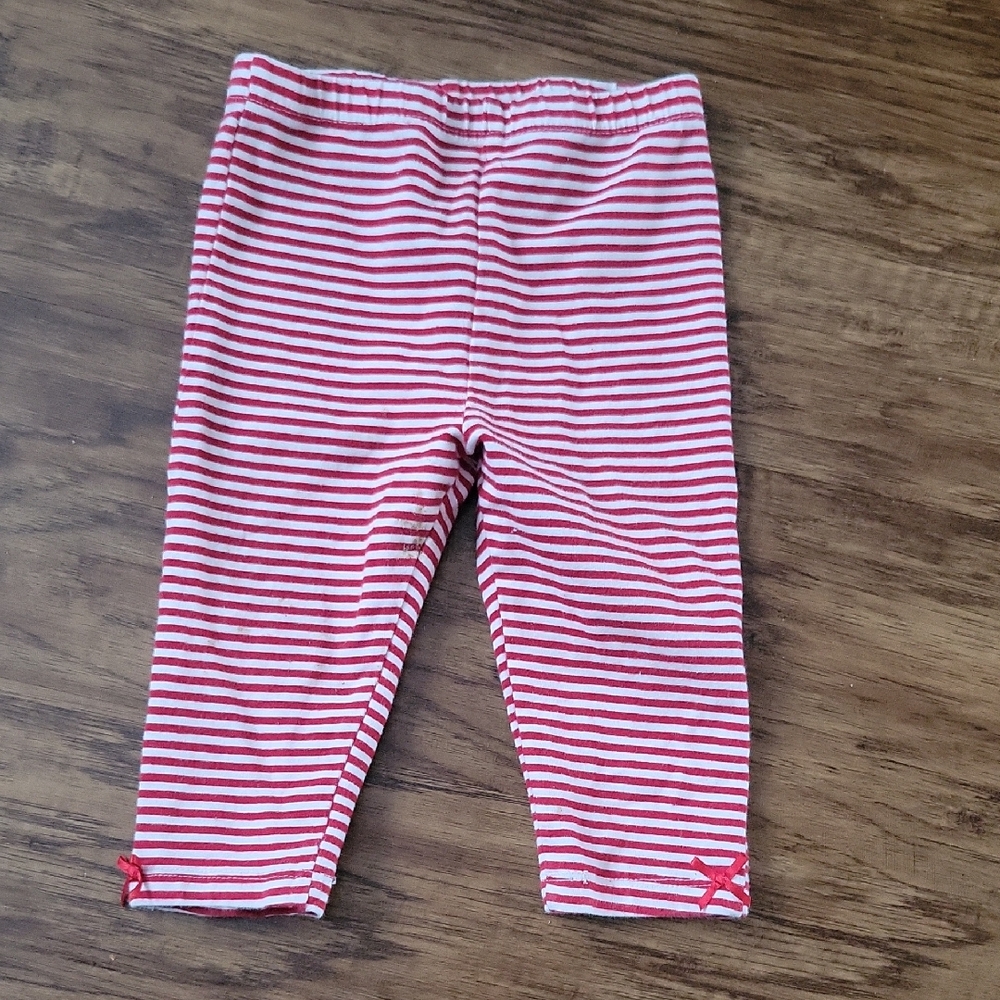 Striped Red and White Kids Leggings